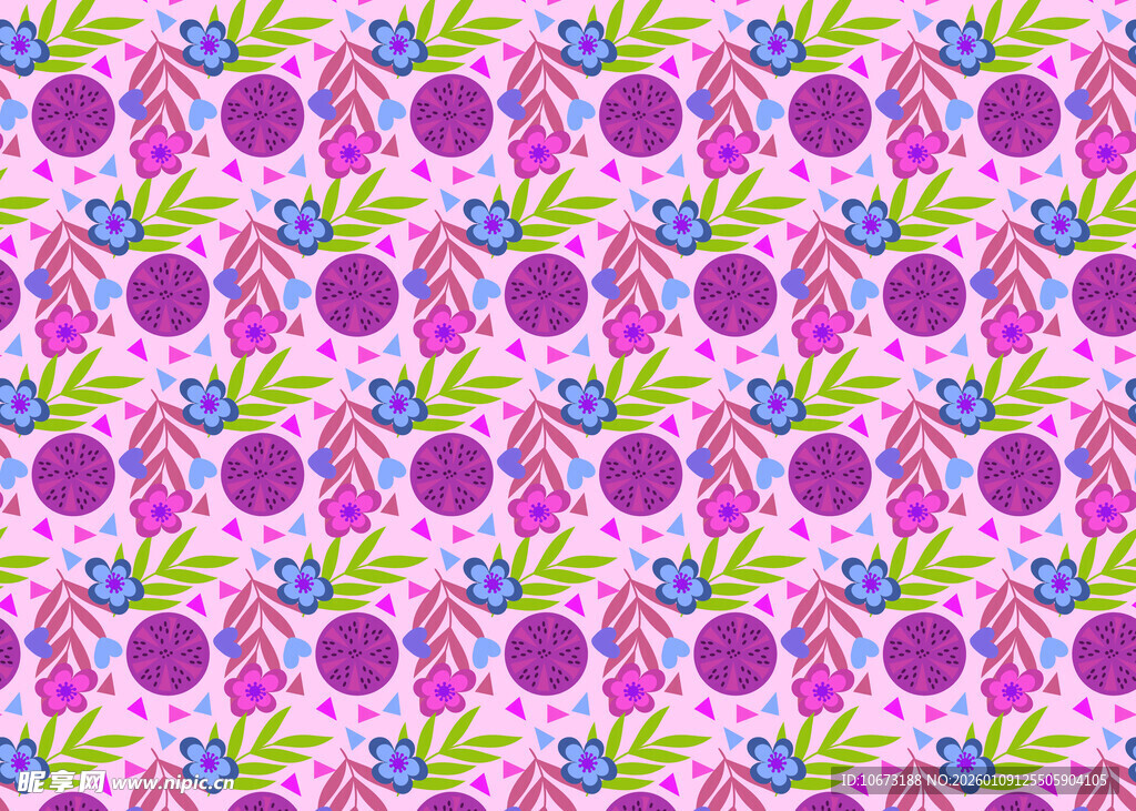 多彩水果花卉图案纹理