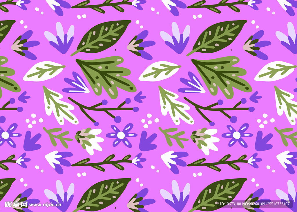 紫色花卉植物无缝图案