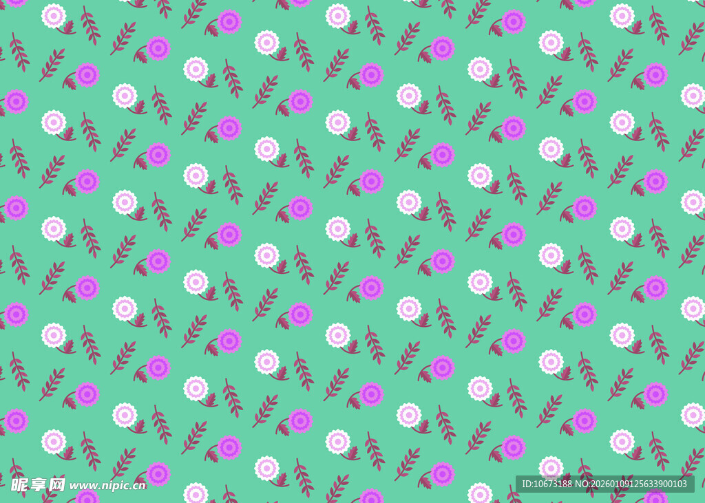 清新绿底小花图案背景