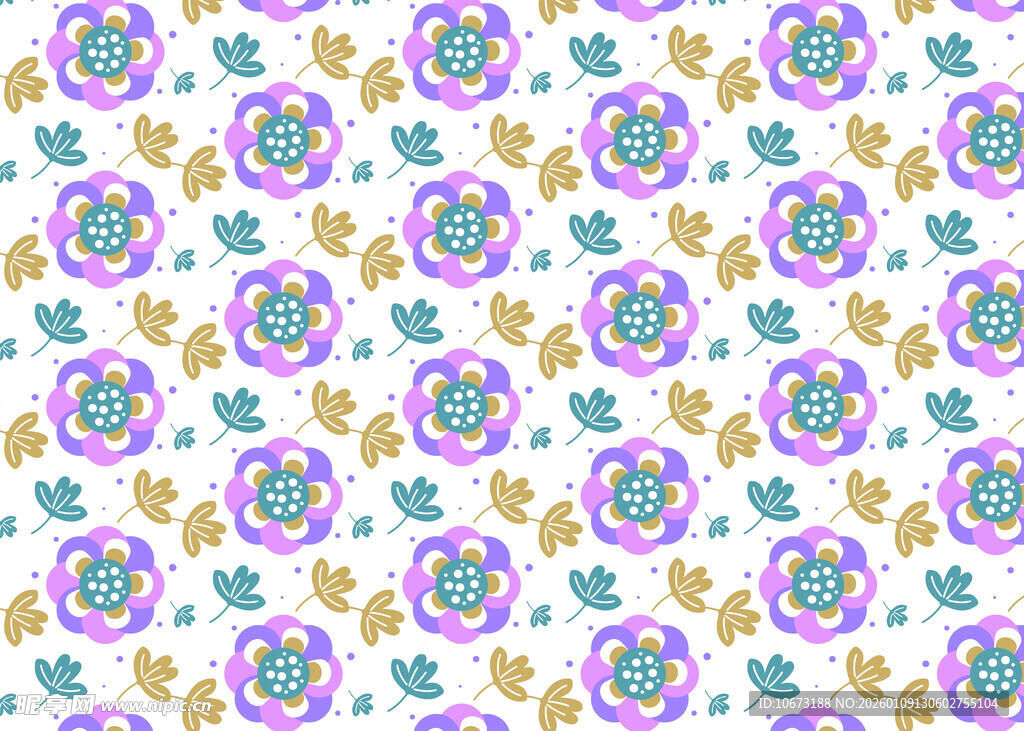 多彩花卉几何图案背景