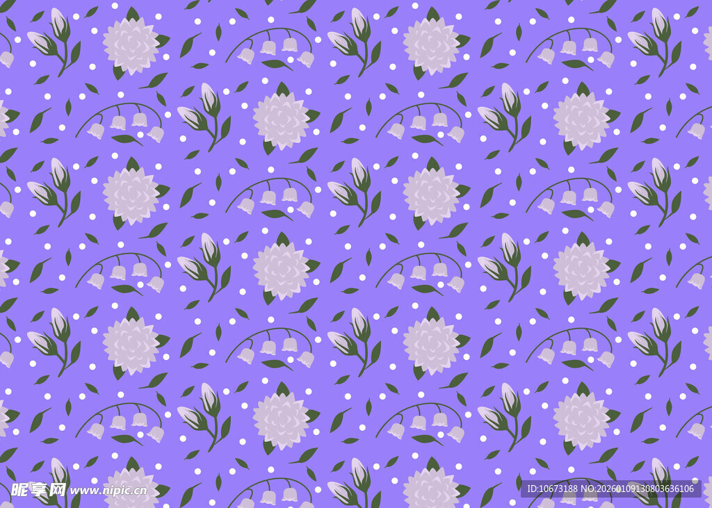 紫色花卉图案布料纹理