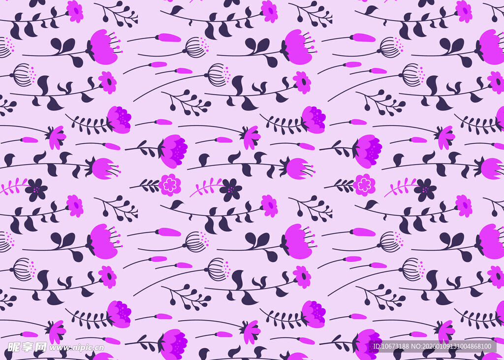 紫色系卡通图案无缝背景