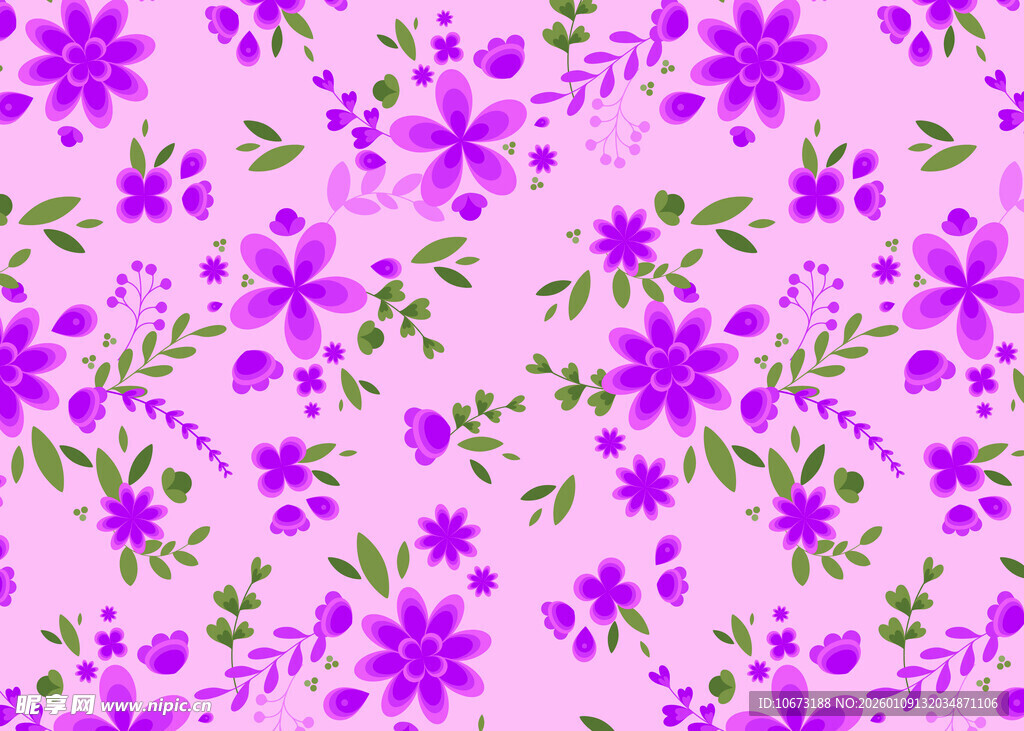 粉色底紫色小花图案背景