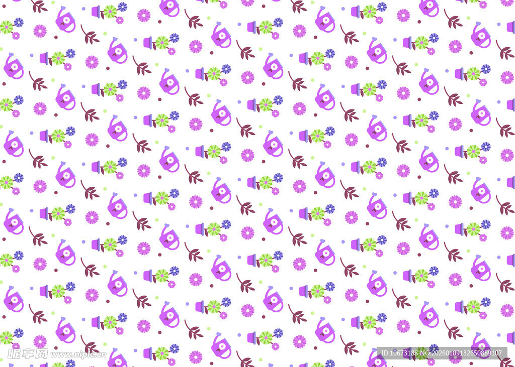 紫色花卉图案无缝背景