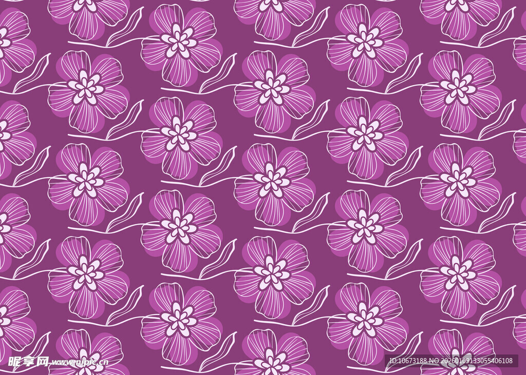 紫色花卉图案无缝背景