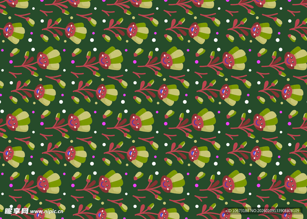 绿色花卉图案背景纹理