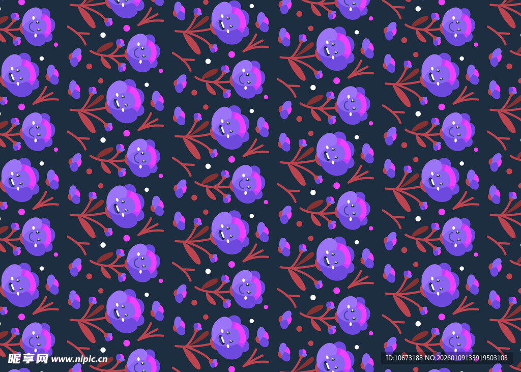 紫色花卉图案无缝背景