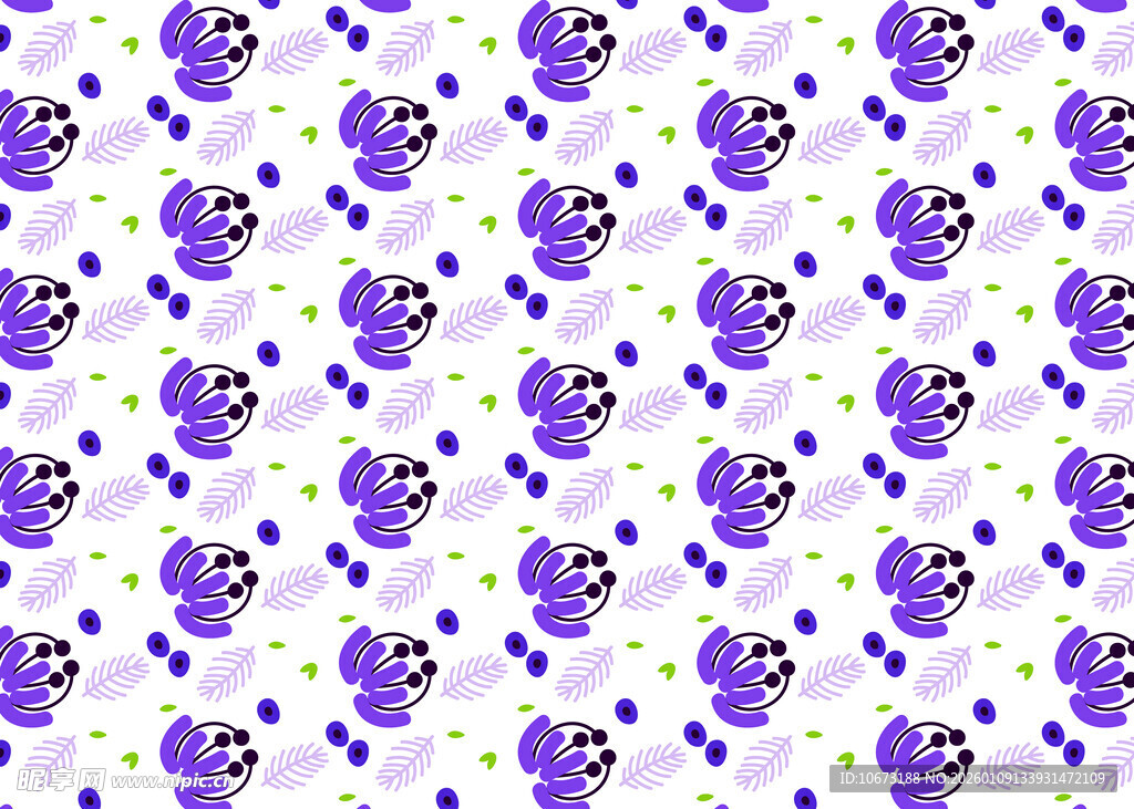 紫色卡通图案无缝背景图