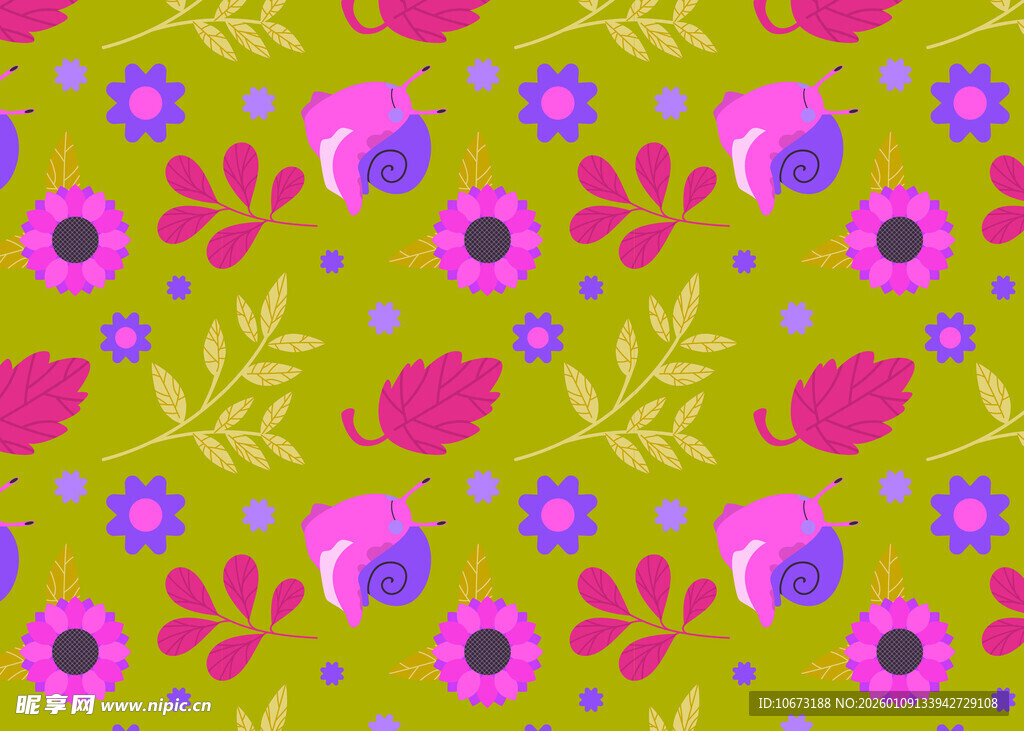多彩花卉图案背景设计