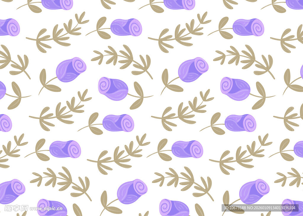 紫色花卉植物无缝图案