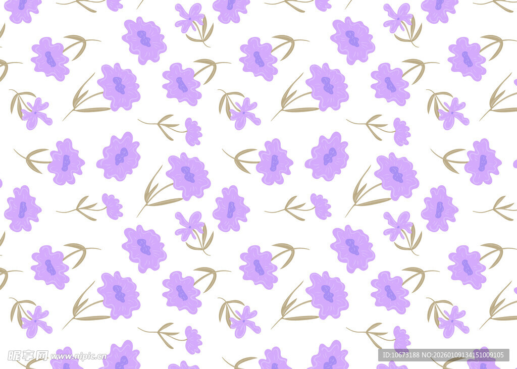 紫色花卉无缝图案背景