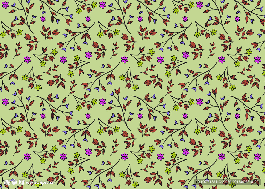 清新碎花绿色背景图案