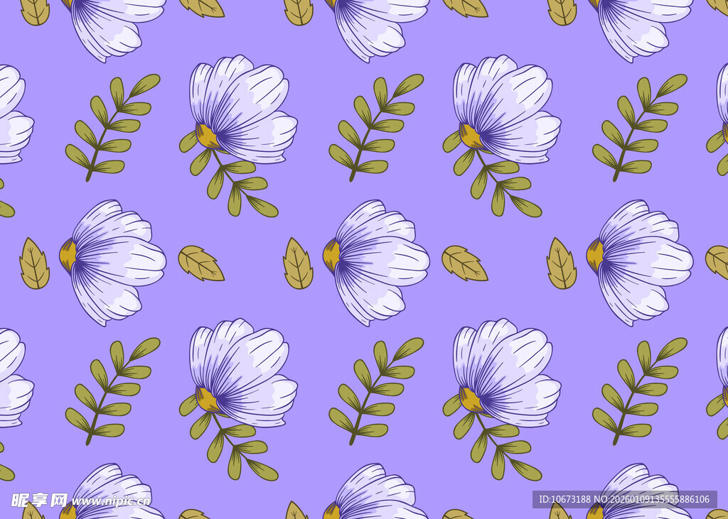 紫色背景的花卉图案