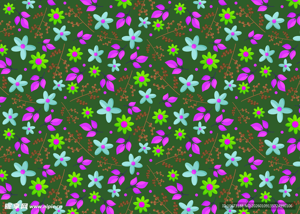 多彩花卉无缝图案背景