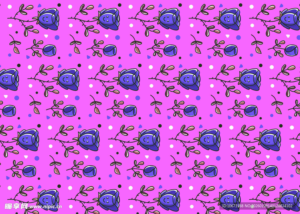 粉色底蓝色花朵图案背景