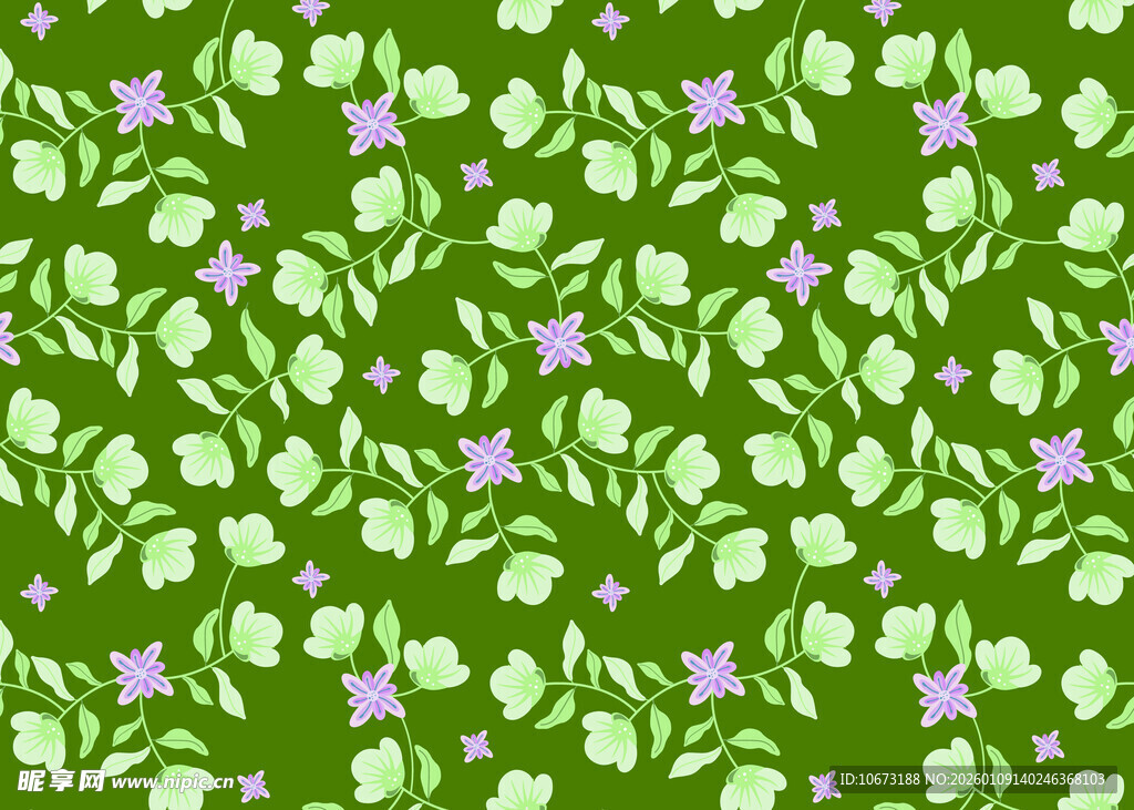 绿色花卉图案背景纹理