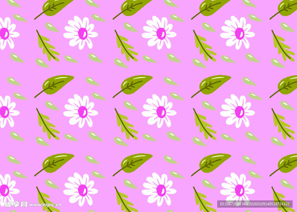 粉色花卉无缝图案背景