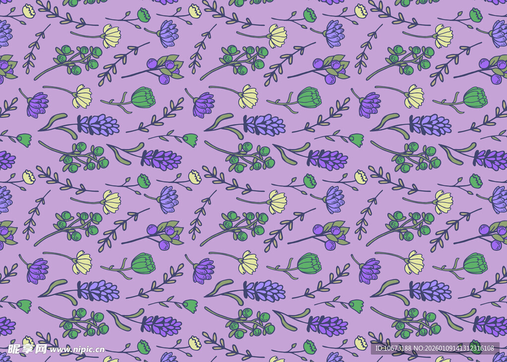 紫色花卉图案布料纹理