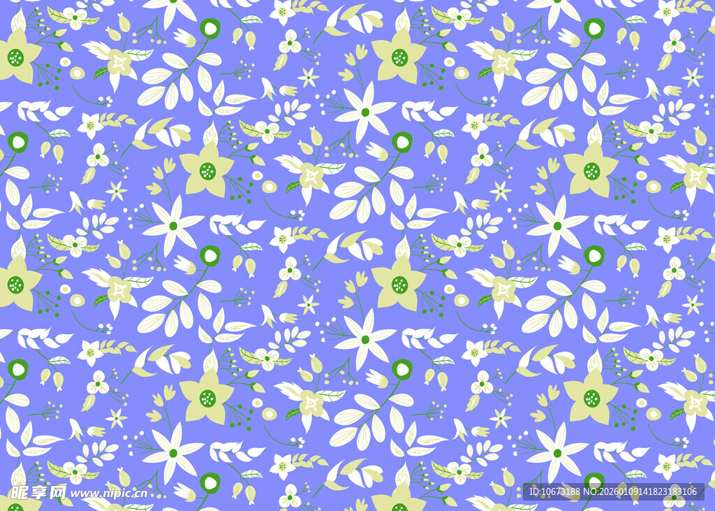 蓝底碎花图案纹理