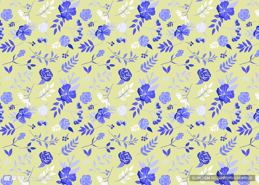 淡黄花底蓝花图案纹理