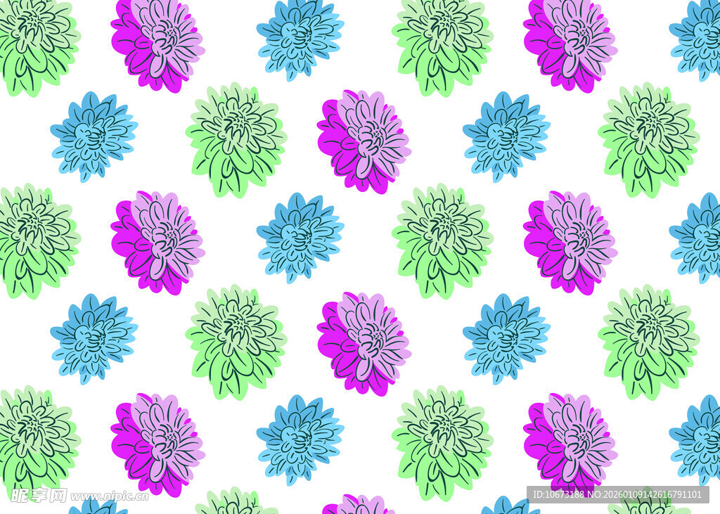 多彩花卉图案背景纹理