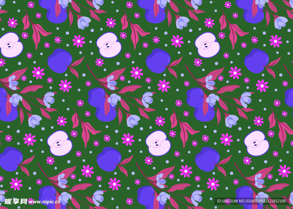 多彩花卉图案布料纹理