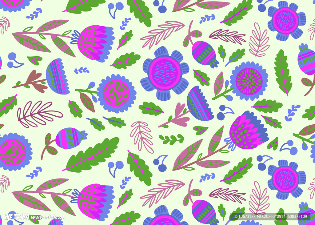 多彩花卉图案背景设计