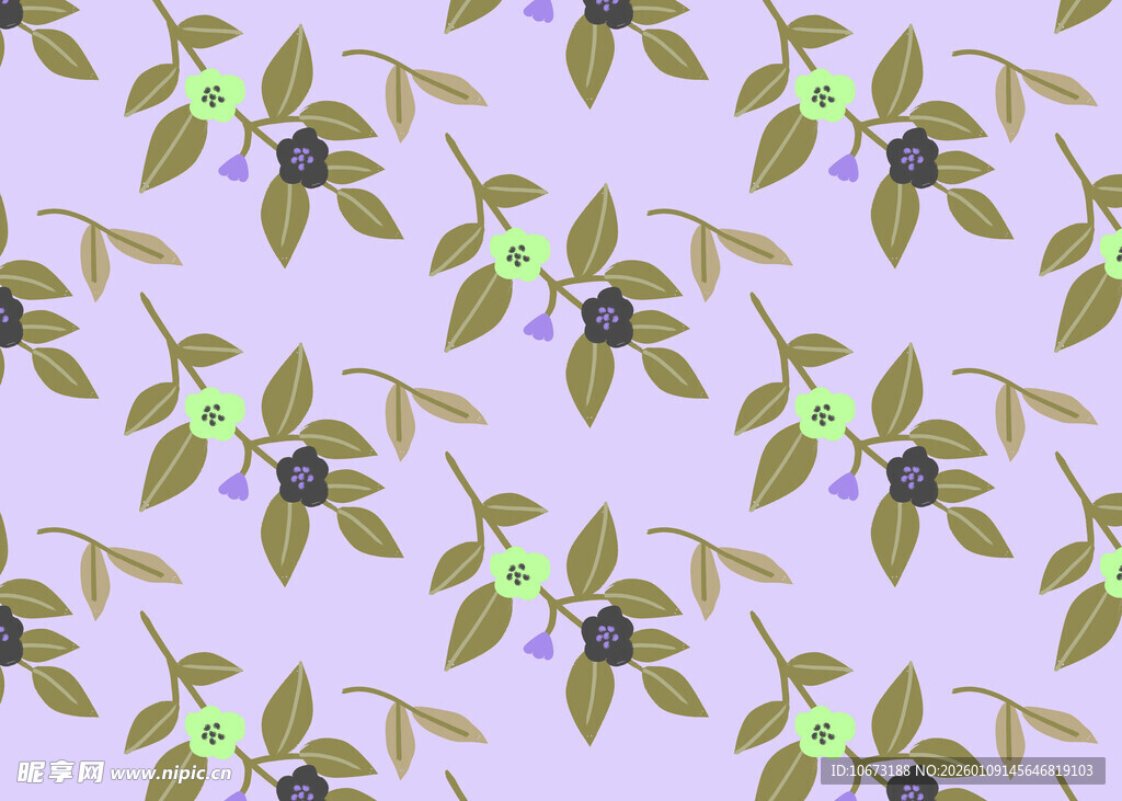 紫色背景橄榄枝叶图案
