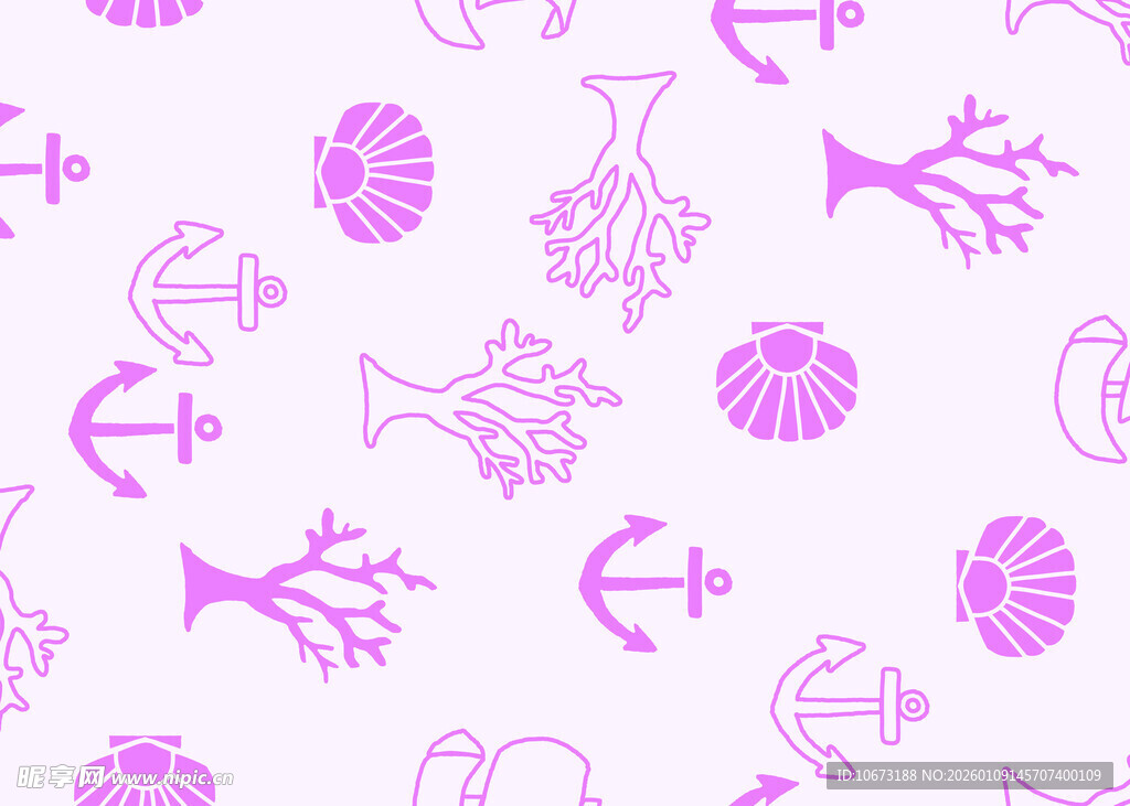 海洋元素无缝图案设计