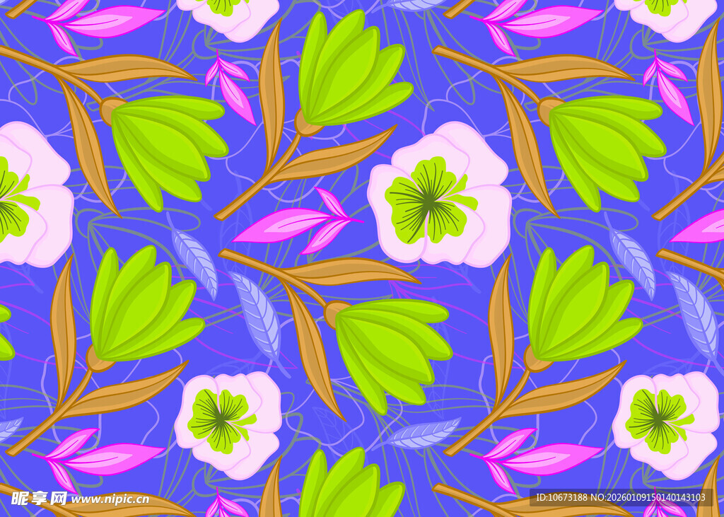 多彩花卉几何图案背景