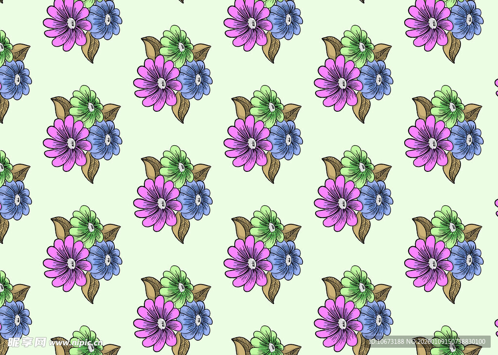 花卉图案无缝背景图