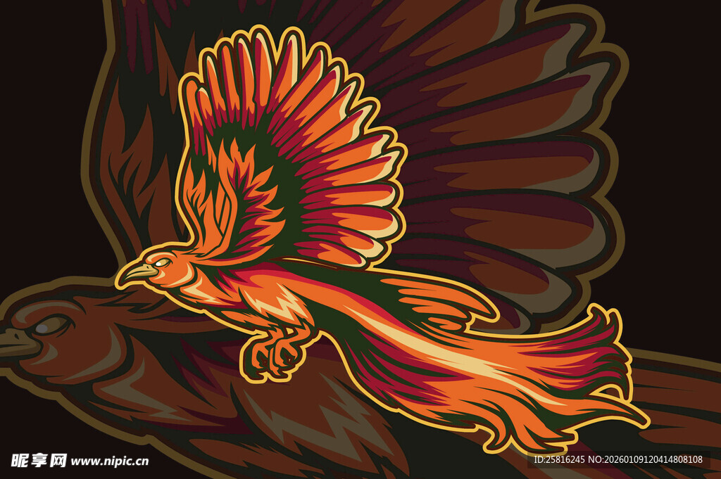 飞翔的绚丽凤凰图案