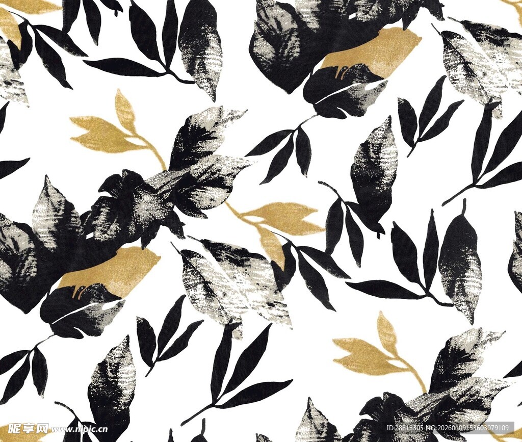 黑白金叶子图案背景