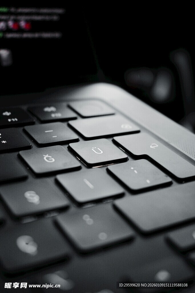 笔记本电脑键盘特写