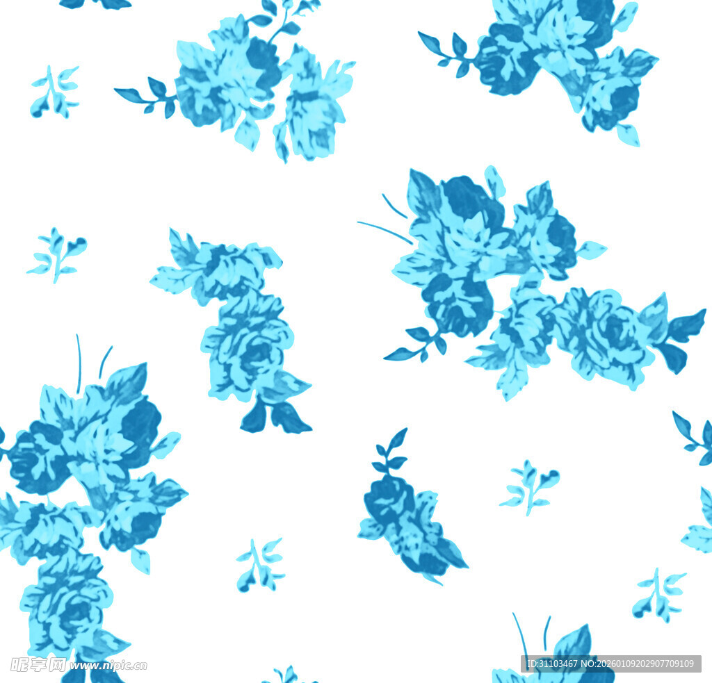 蓝白花卉图案背景
