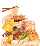 美味螺蛳粉插画展示