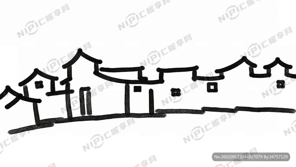 家乡美 简笔画 卡通