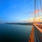 黄昏下的跨海大桥风景