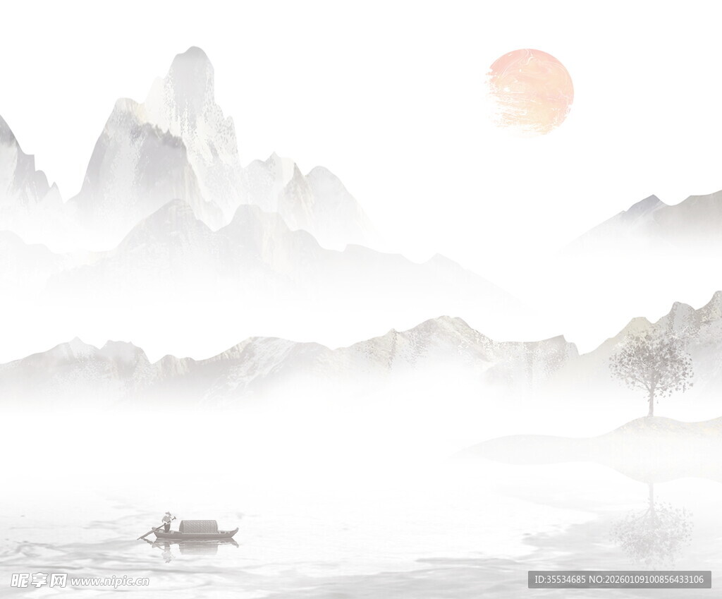 中国风山水意境水墨画背景