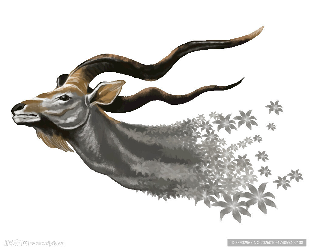 羚羊头部艺术化图案设计