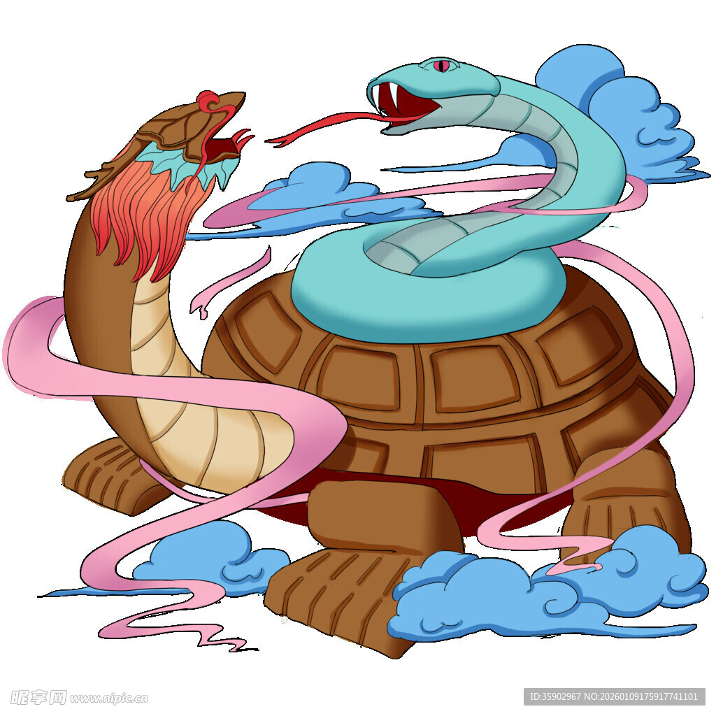 龟蛇缠绕奇幻神话图景