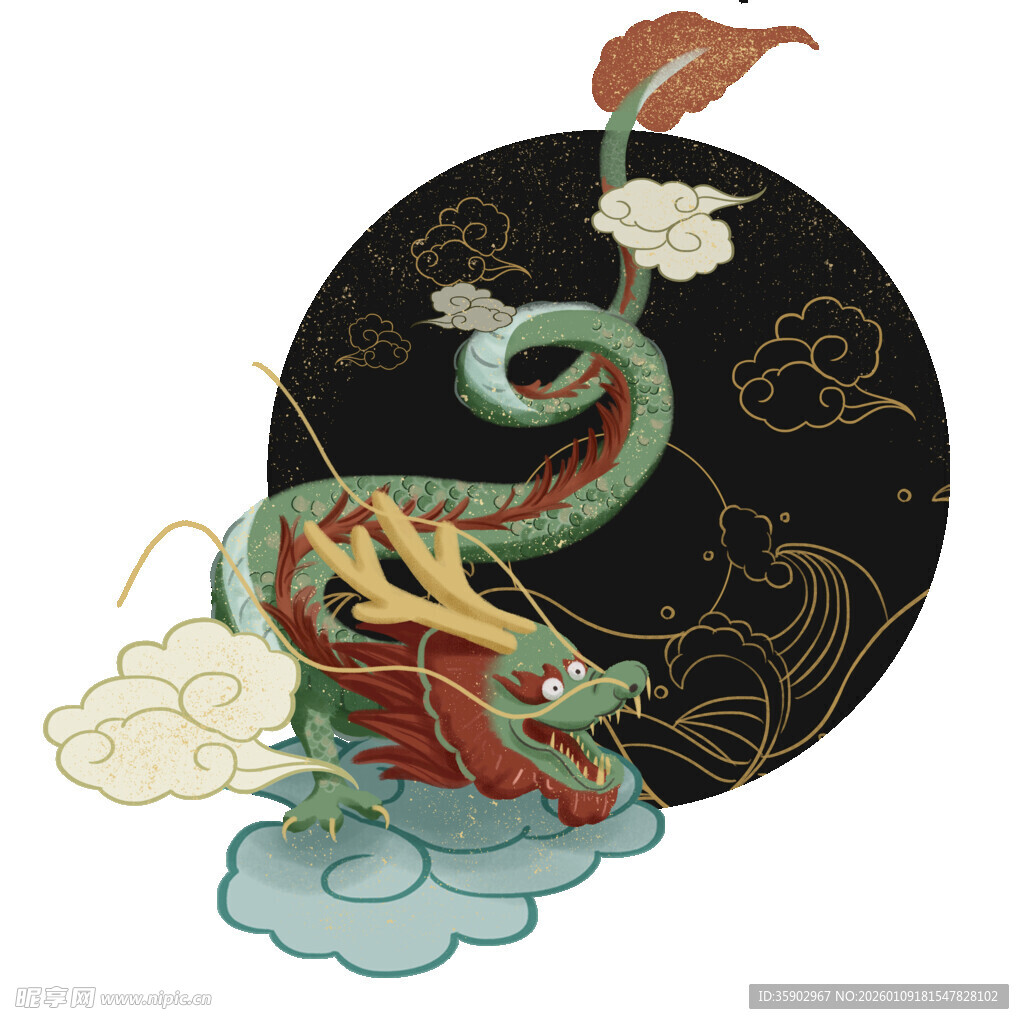 中式传统龙纹图案设计