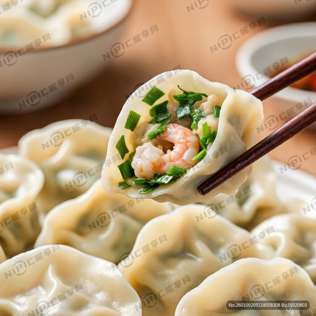 韭菜虾仁馅的饺子图片