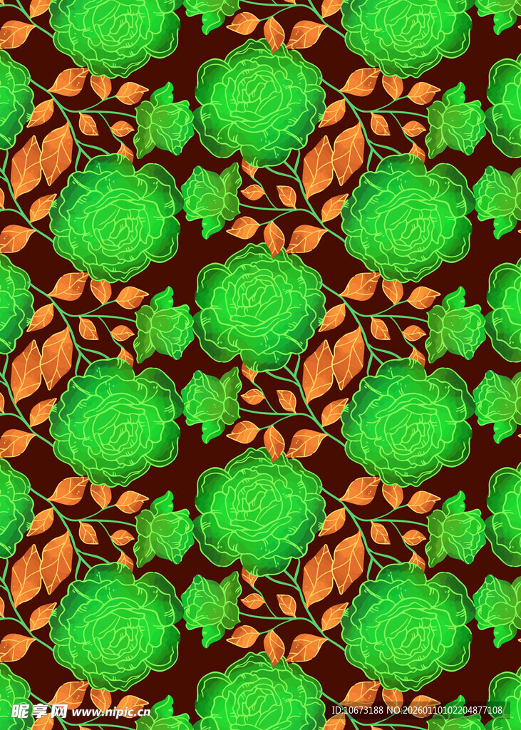 绿色橙色相间几何图案