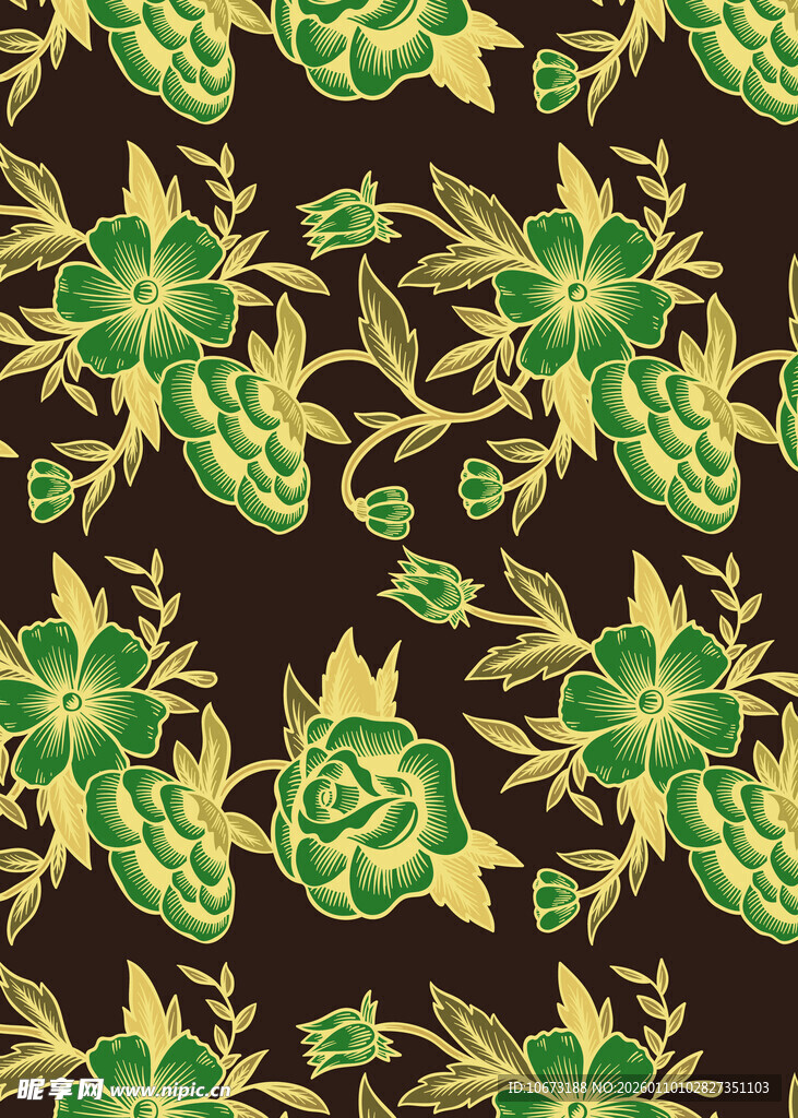 复古花卉植物图案背景