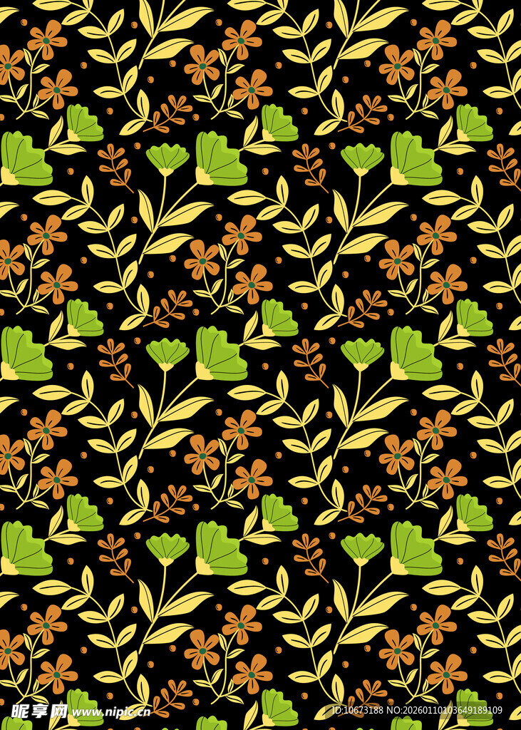 复古植物花卉无缝图案