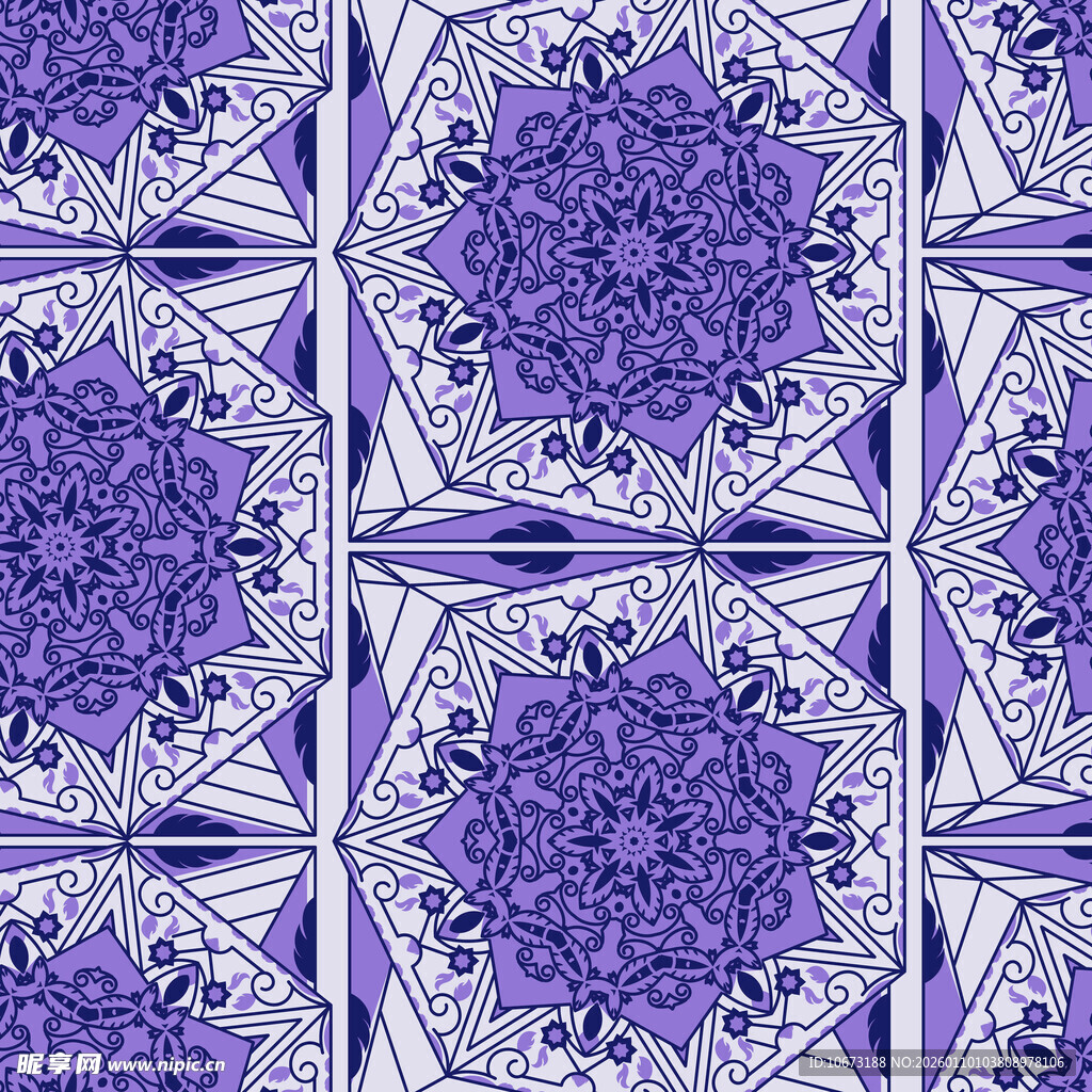 紫色几何花纹装饰图案