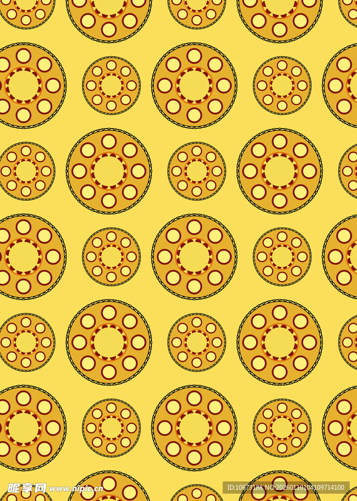 黄色圆形花纹图案背景