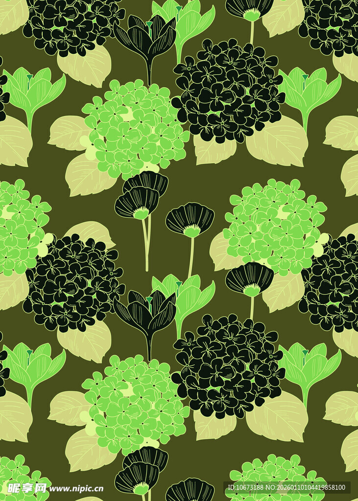 绿色花卉图案背景纹理