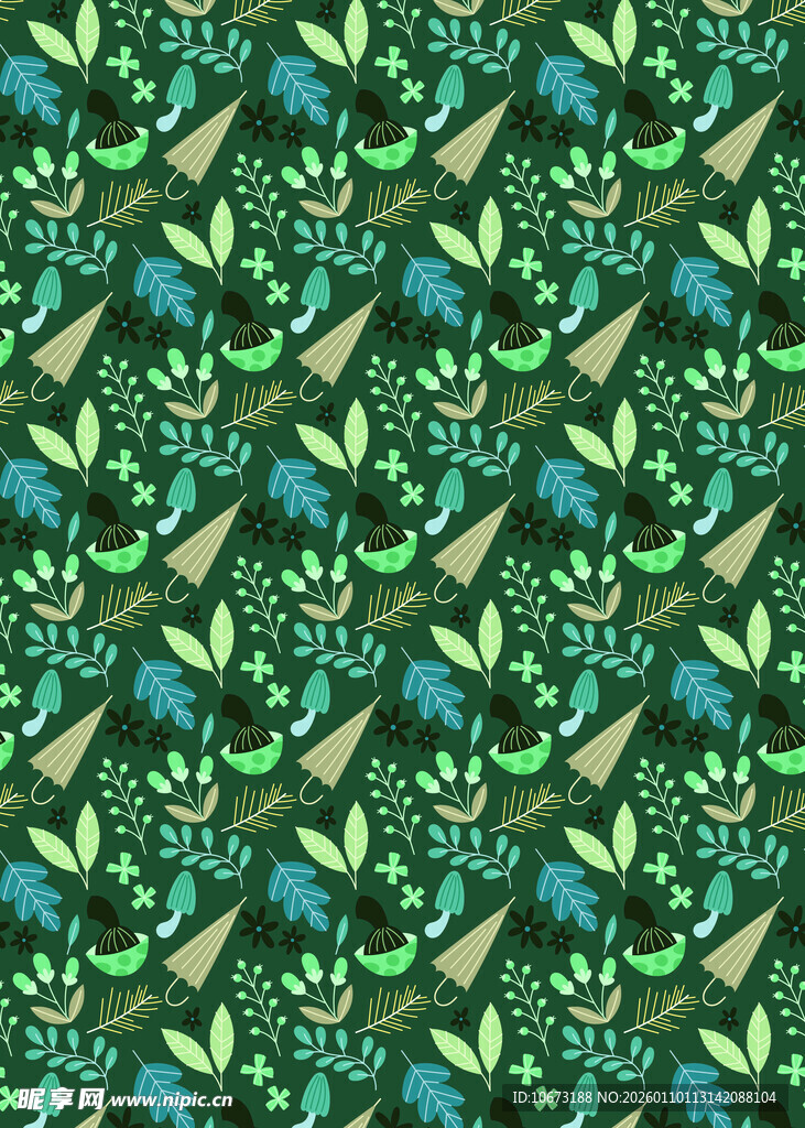 清新绿植无缝图案纹理